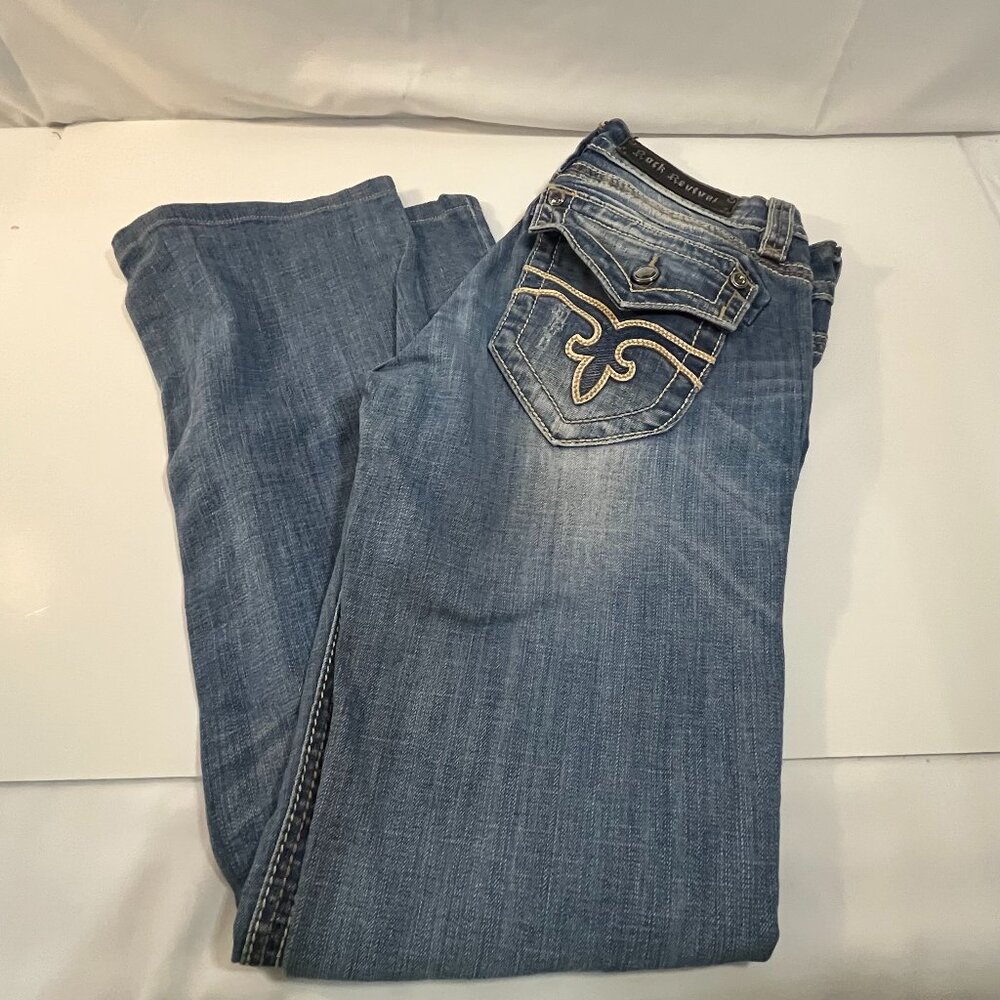 Rock Revival Women’s 31 Christina Boot Medium Wash Low Rise Denim Jeans Distress